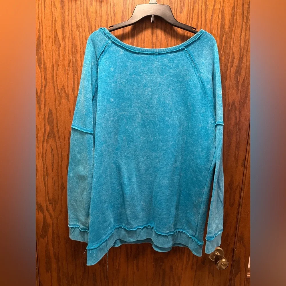 Rock & Roll Cowgirl Teal Sweater